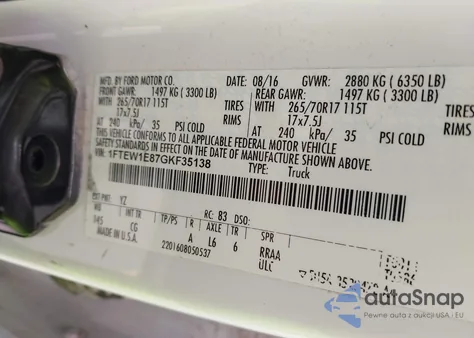 2016 Ford F-150 Xl from USA, damaged, VIN 1FTEW1E87GKF35138